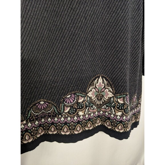 Coldwater Creek Tunic Sweater Dress  Plus 2X Cowl Neck Long Sleeve Black Floral - Picture 3 of 10